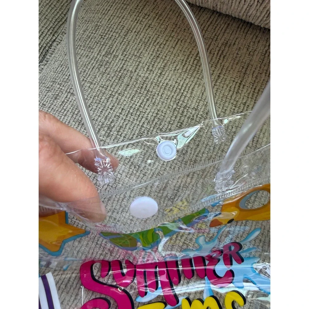 Summer‎ Pool Party Clear PVC Favor Bags Lot of 10 Tropical Beach Theme Reusable